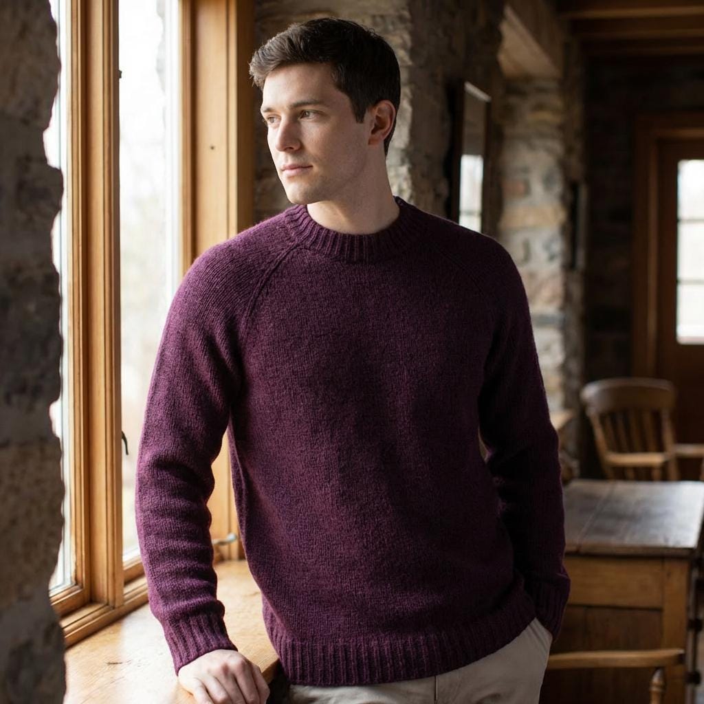 Mens Knit Sweater Pattern European Shoulder Minimal PDF - Etsy