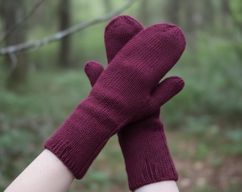 Patrón de mitones de punto para principiantes, puños largos con refuerzo para el pulgar