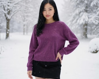 Top Down Raglan Sweater Knitting Pattern PDF – Easy DK Pullover