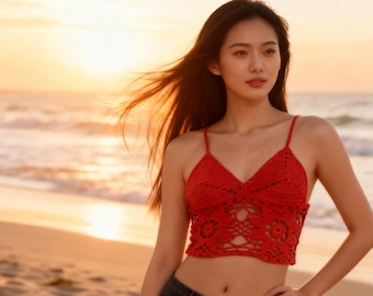 Crochet Bralette Top Pattern PDF – Summer Motif Crop Top Tutorial