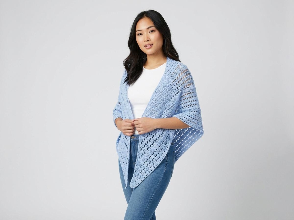 Crochet Shawl Pattern Easy Triangle Wrap Lightweight Womens PDF - Etsy