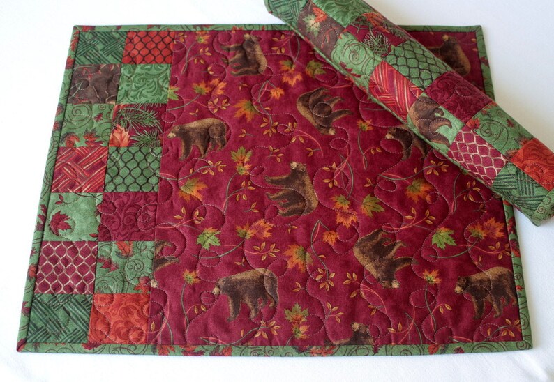 Bears Set of Two Table Mats Quilted Placemats