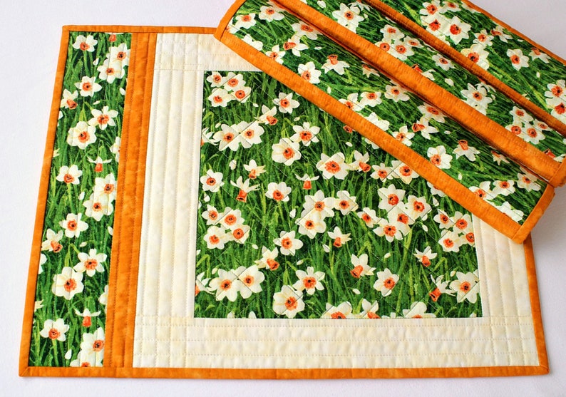Quilted Easter Placemats 14x17.75 Daffodils Spring Etsy