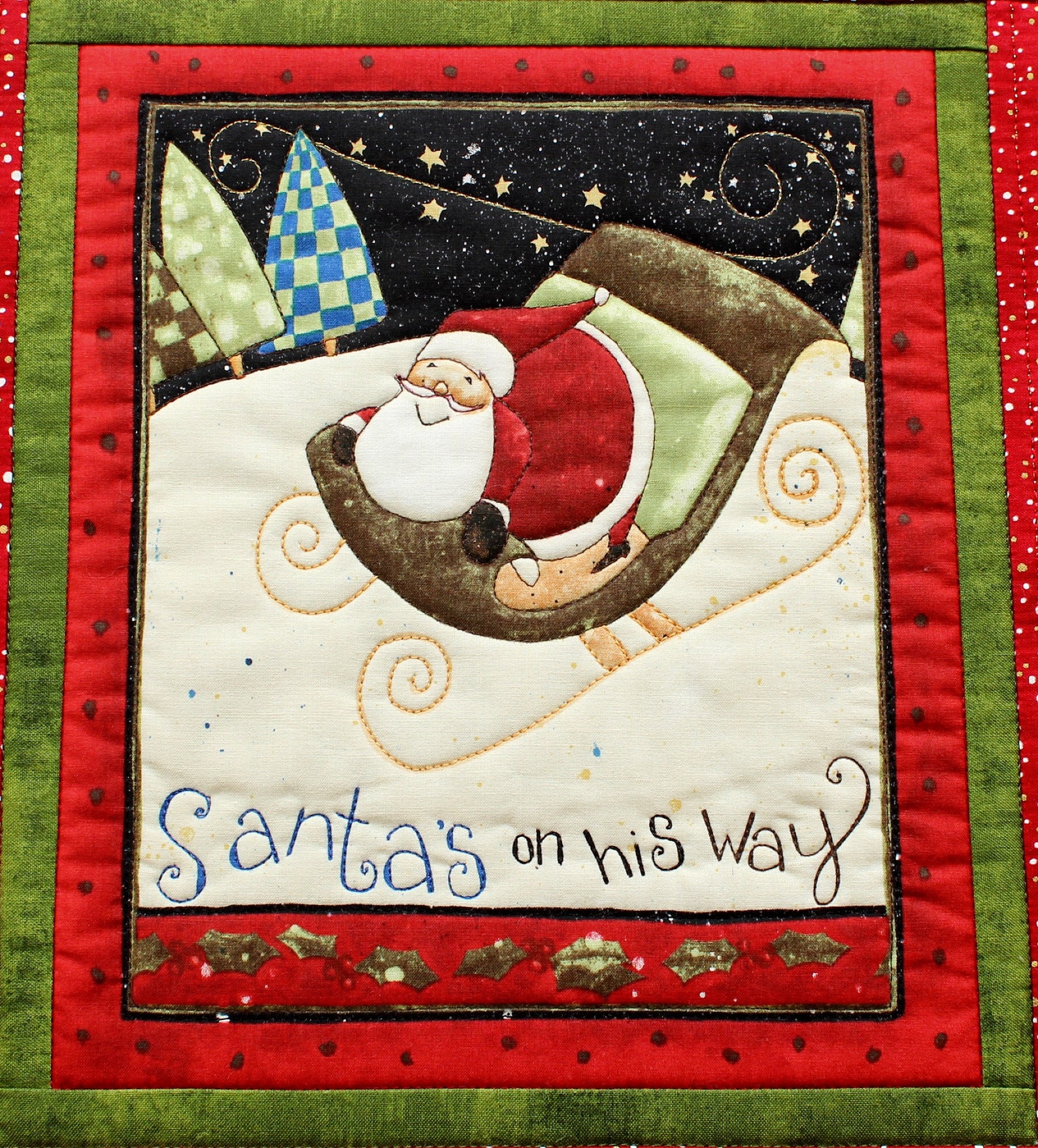 Quilted Christmas Wall Hanging 14.25x15.75 Etsy
