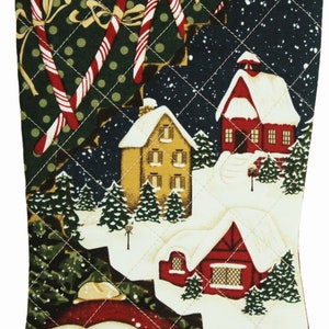 Quilted Christmas Stocking, Santa Holiday Decor imagem 6