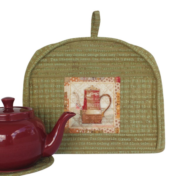 Quilted Green Tea Cozy + Teapot Mat