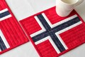 Norwegian Flag Mug Rug Quilted, Red White Blue, Patriotic 17th May, Norway National Day, 8x10 product logo