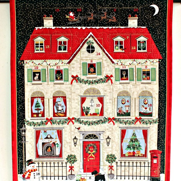 Quilted Christmas House Advent Calendar: Treat Pockets, Wall Hanging (27.50x22.25)