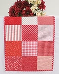 Quilted Table Runner, Red White Table Quilt, 41"x14" product logo