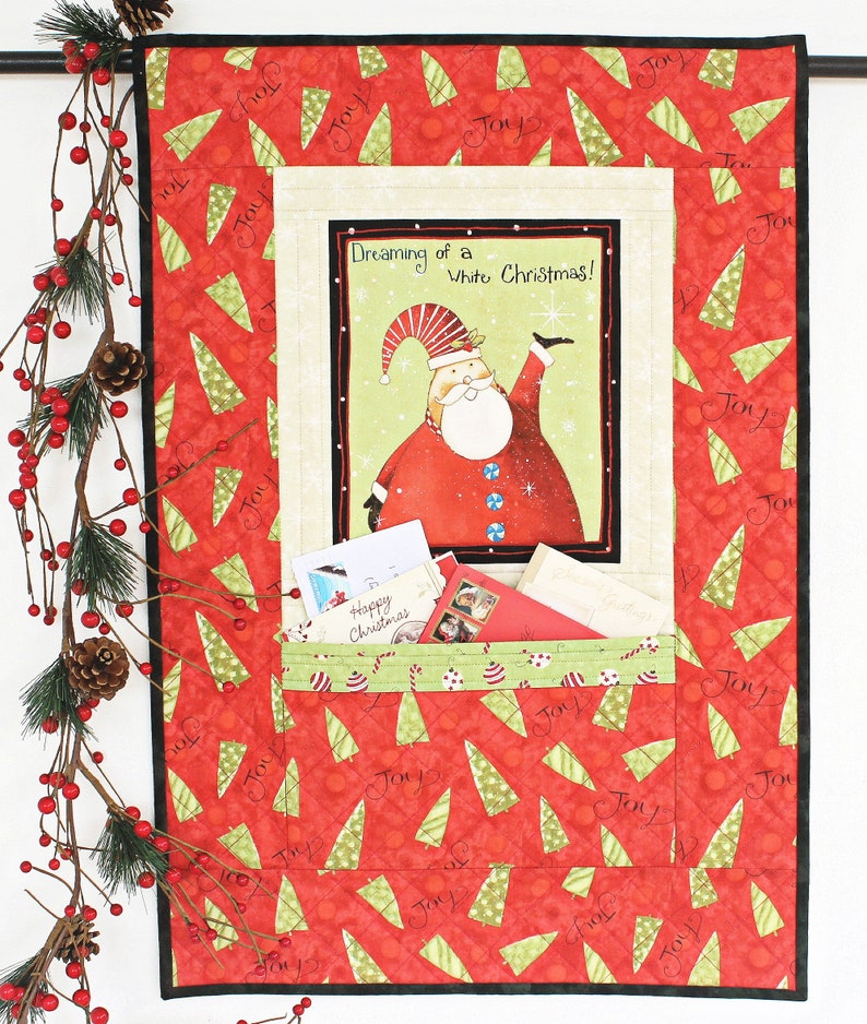 Christmas Card Holder Quilted Mail Organizer Wall Hanging Etsy