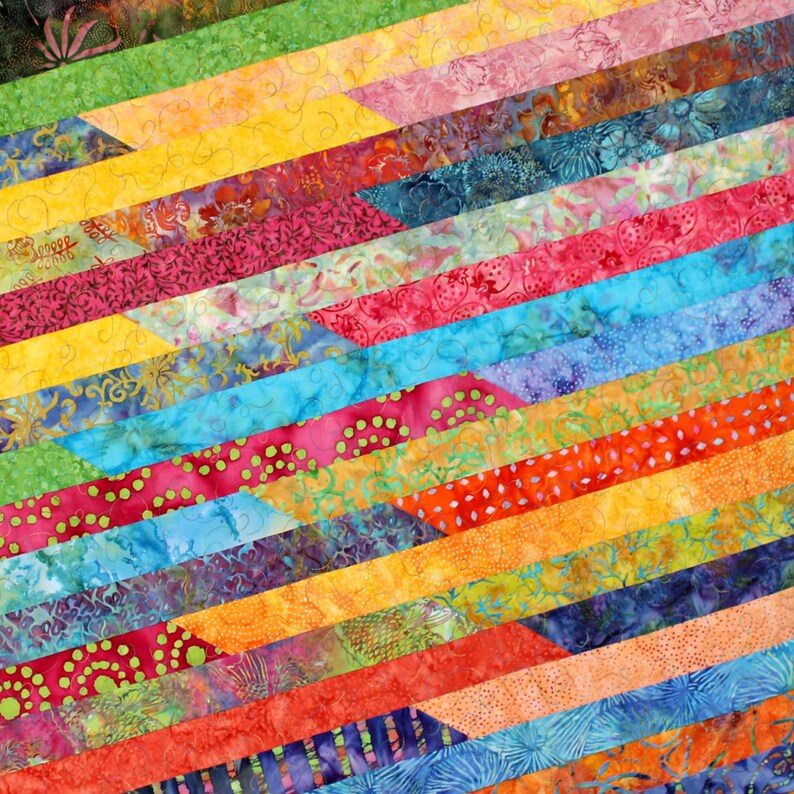 Lap Quilt Quilted Throw Batik Jelly Roll Quilt Wall Hanging Etsy