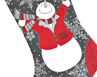 Quilted Snowman Christmas Stocking