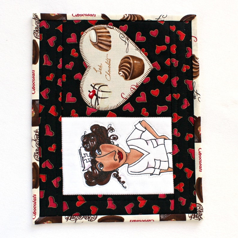 Quilted Mug Rug Black Nurse Snack Mat 8x10 Etsy
