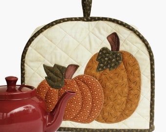 Quilted Fall Tea Cozy, Pumpkins, Teapot Mat