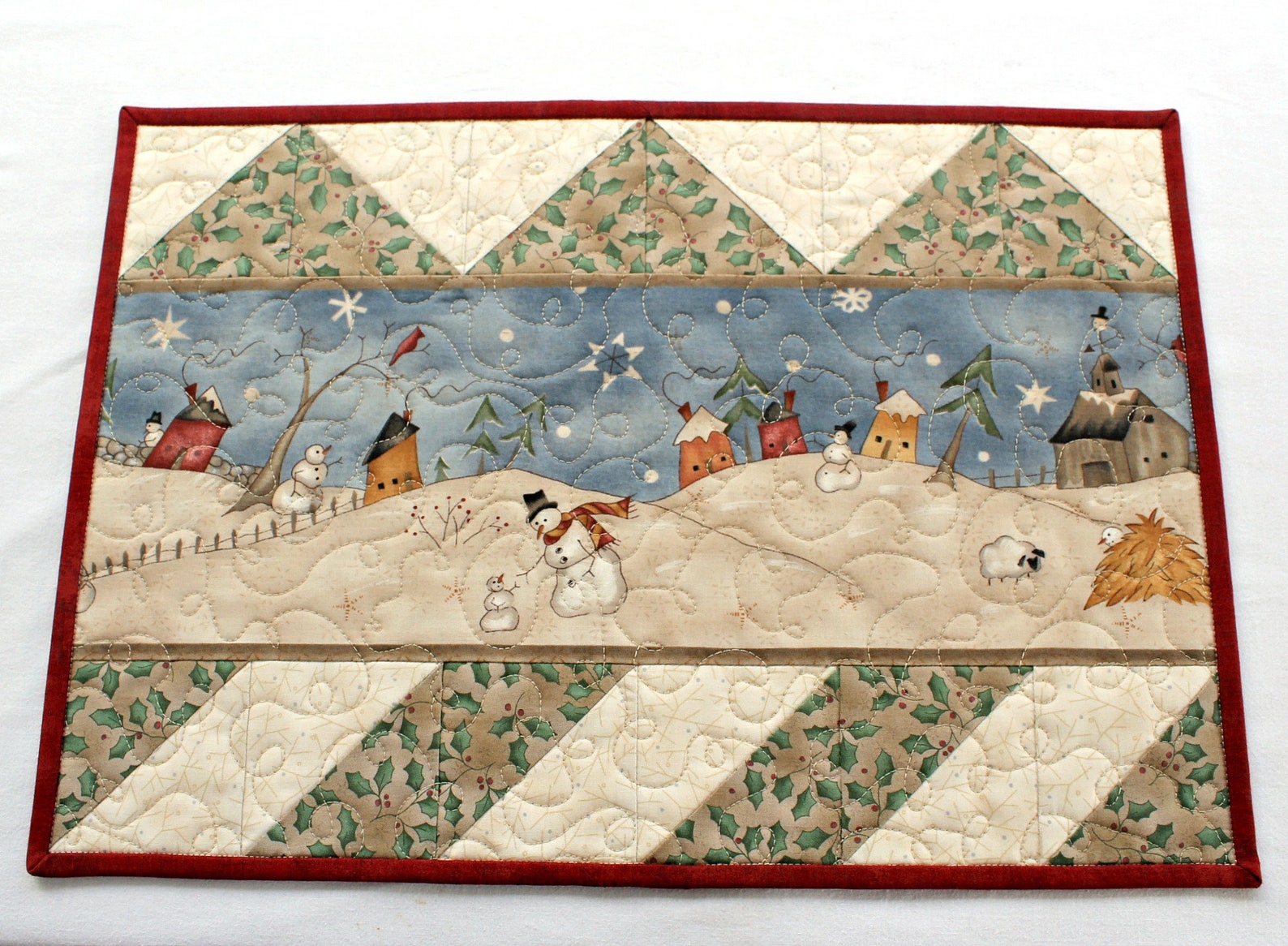 Quilted Winter Placemats Snowman Table Mats Set of Four Etsy