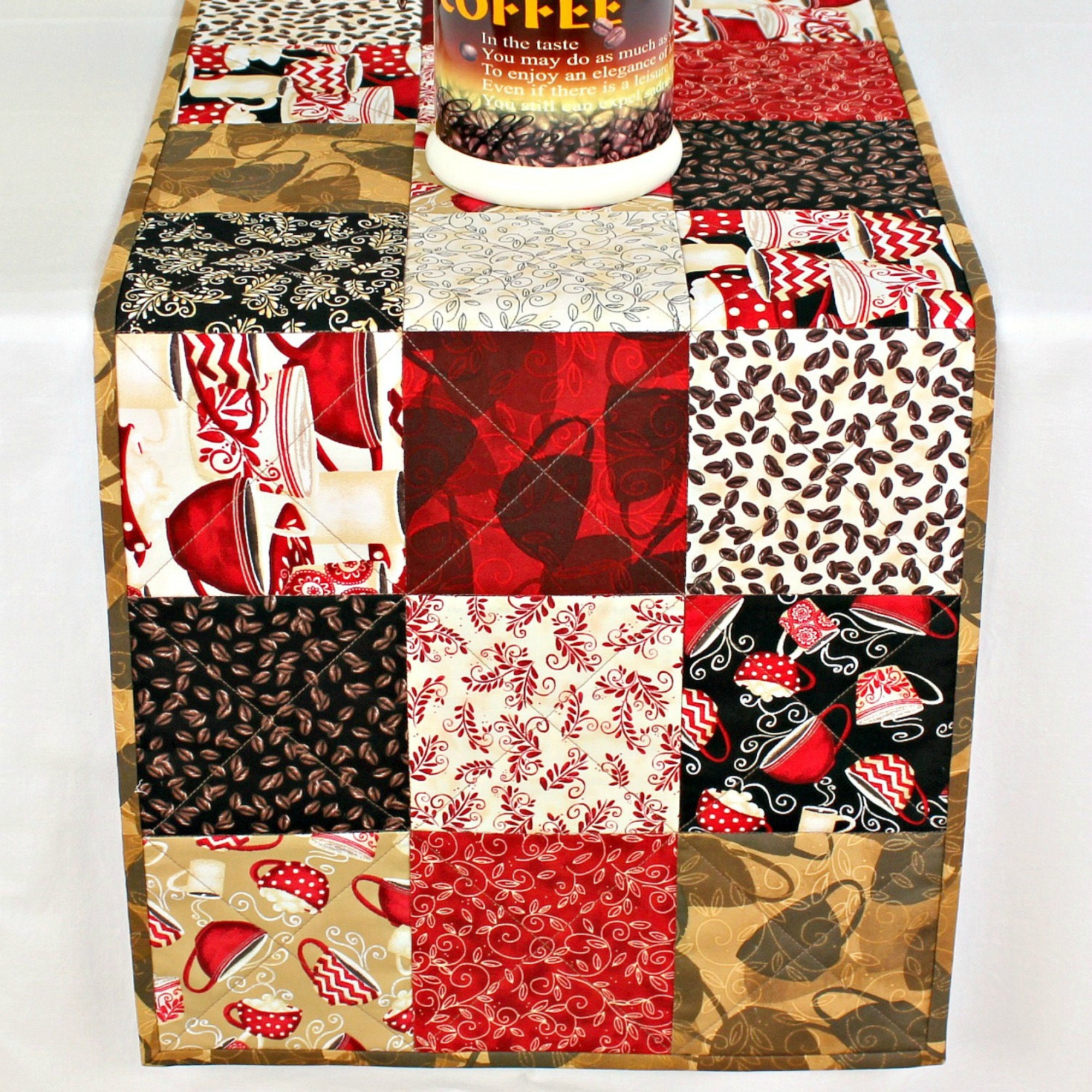 Quilted Table Runner Coffee Table Topper 14x36.50 Etsy