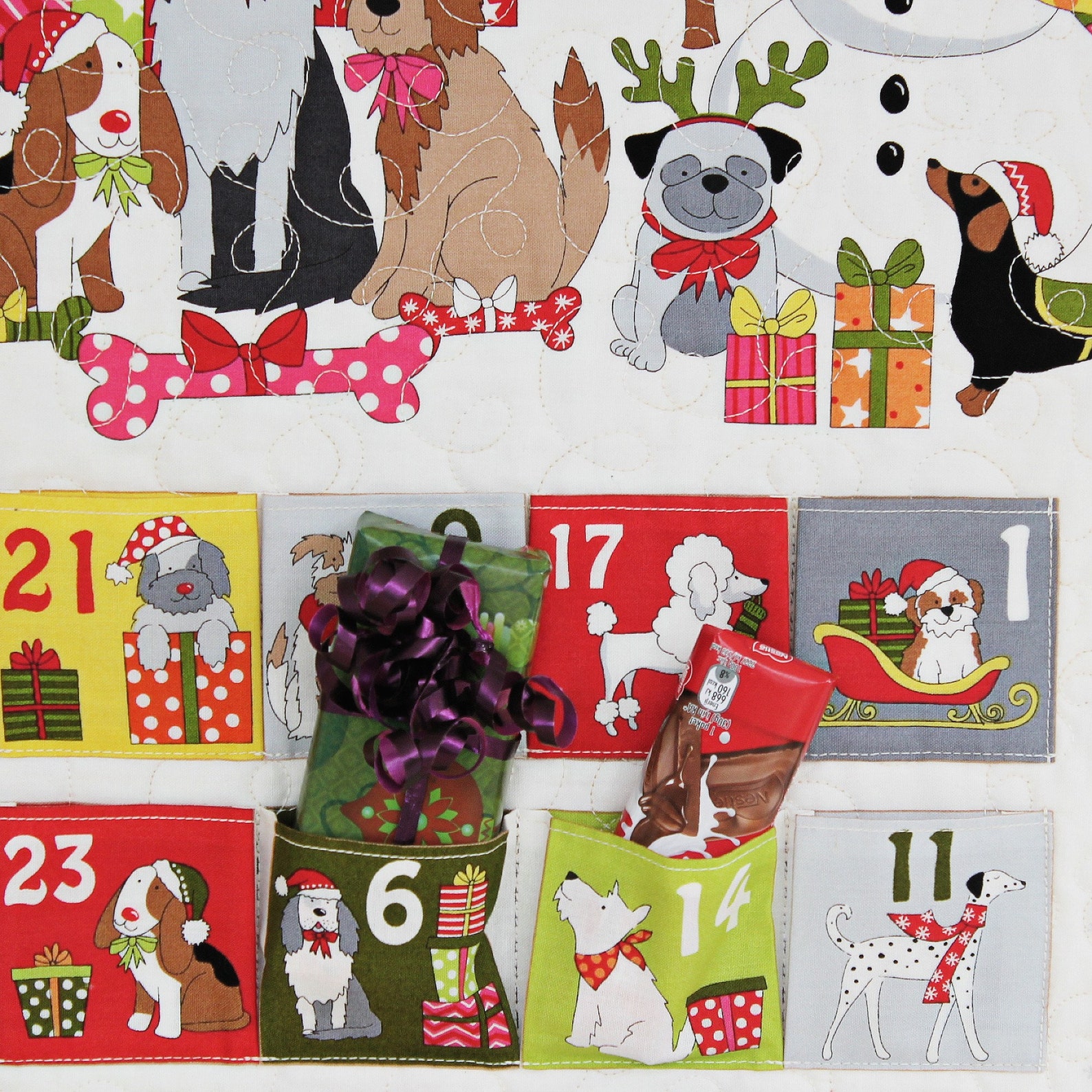 Quilted Advent Calendar Dogs 21x28 Wall Calendar With Etsy