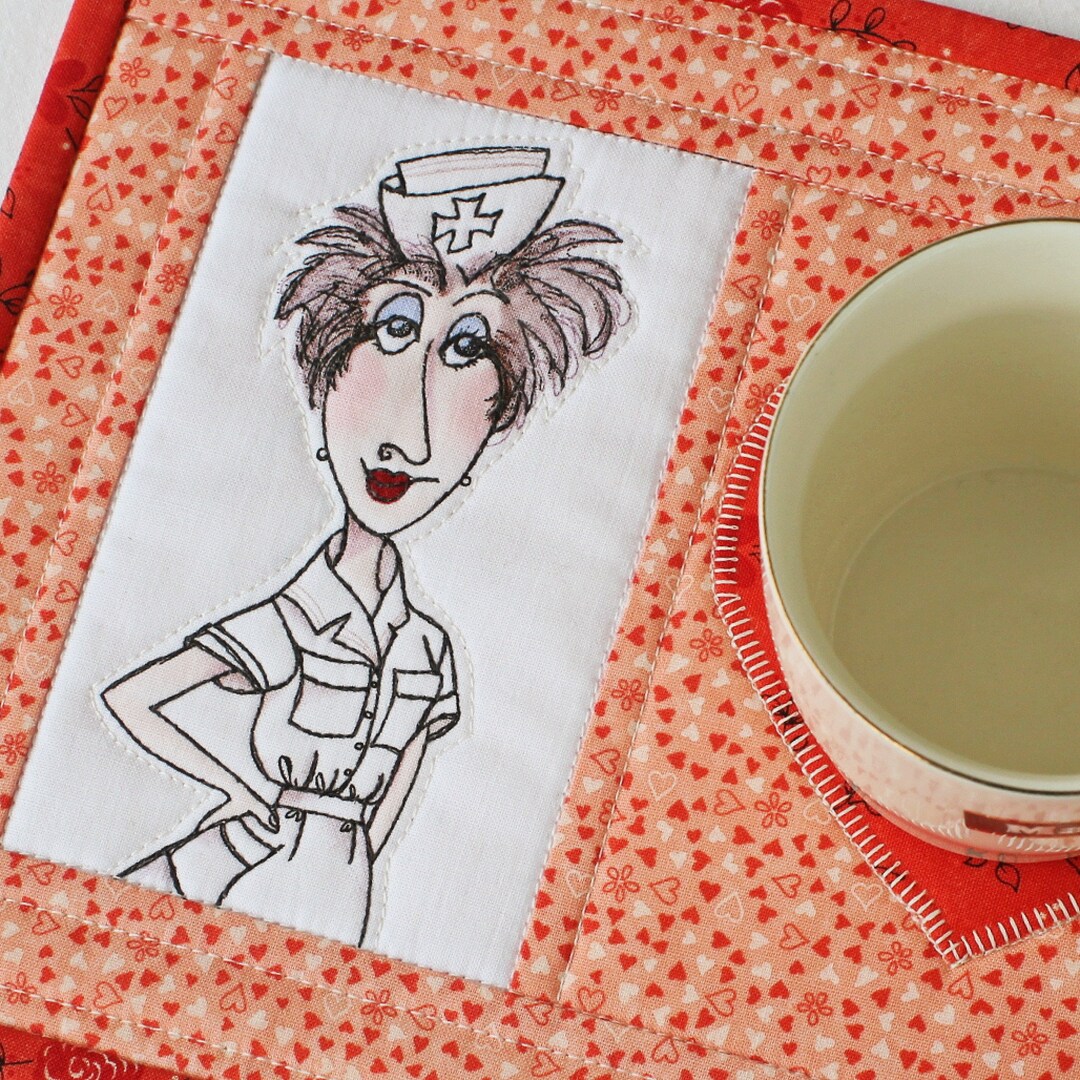 Quilted Mug Rug, Nurse Snack Mat, 9.50