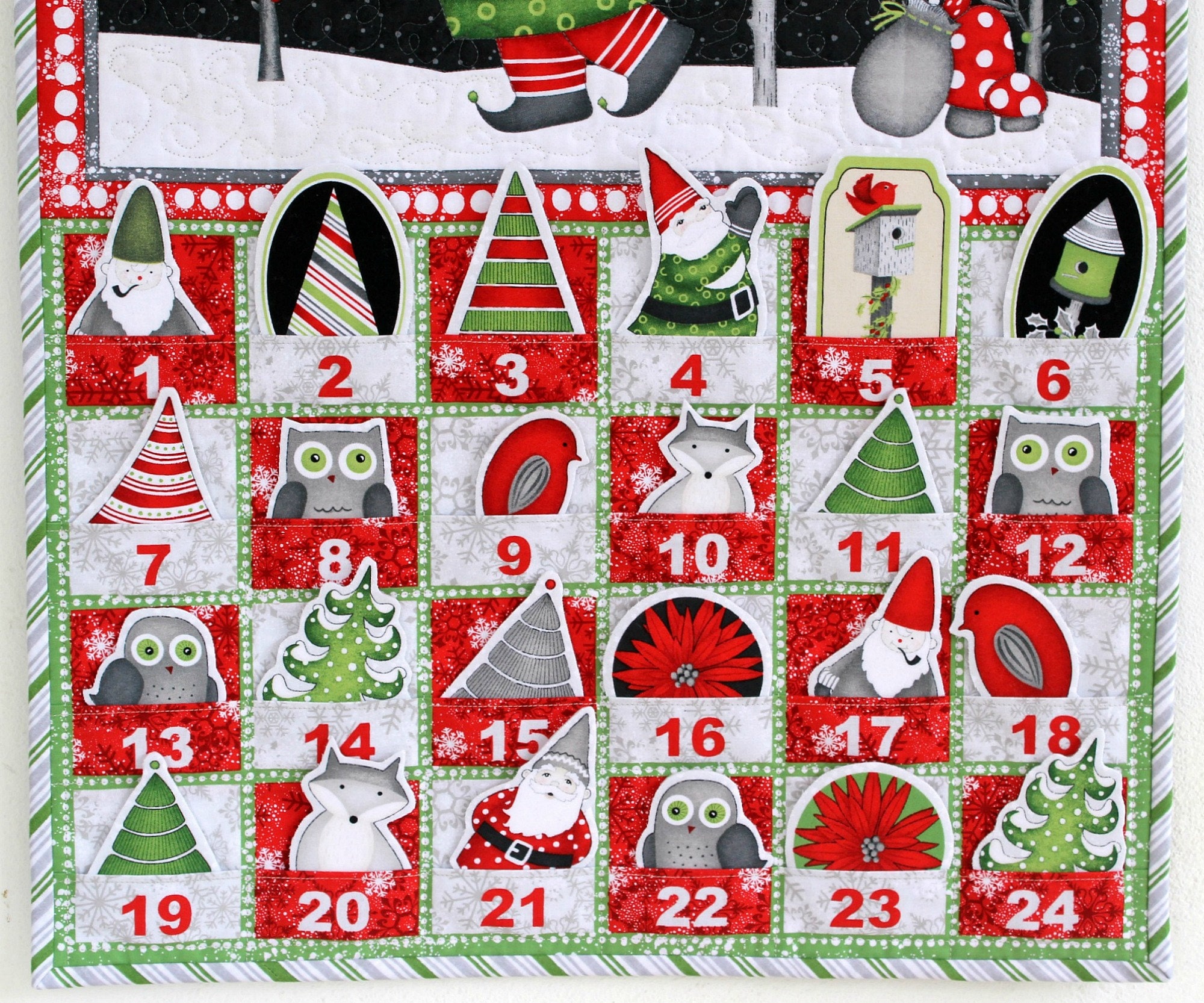 Quilted Advent Calendar Gnomes Calendar with Treat Pockets Etsy