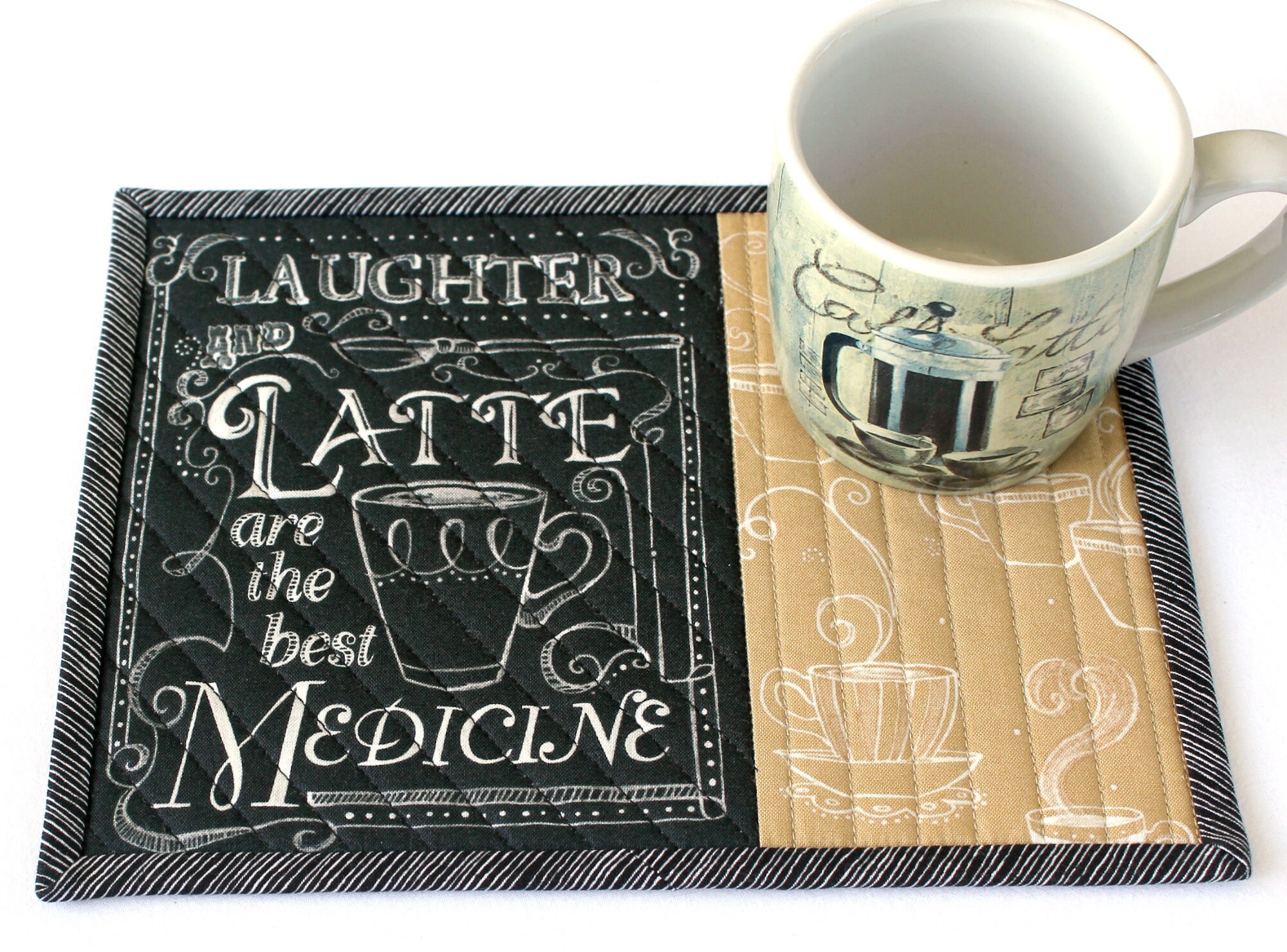 Quilted Mug Rug Coffee Quote Latte Snack Mat Etsy