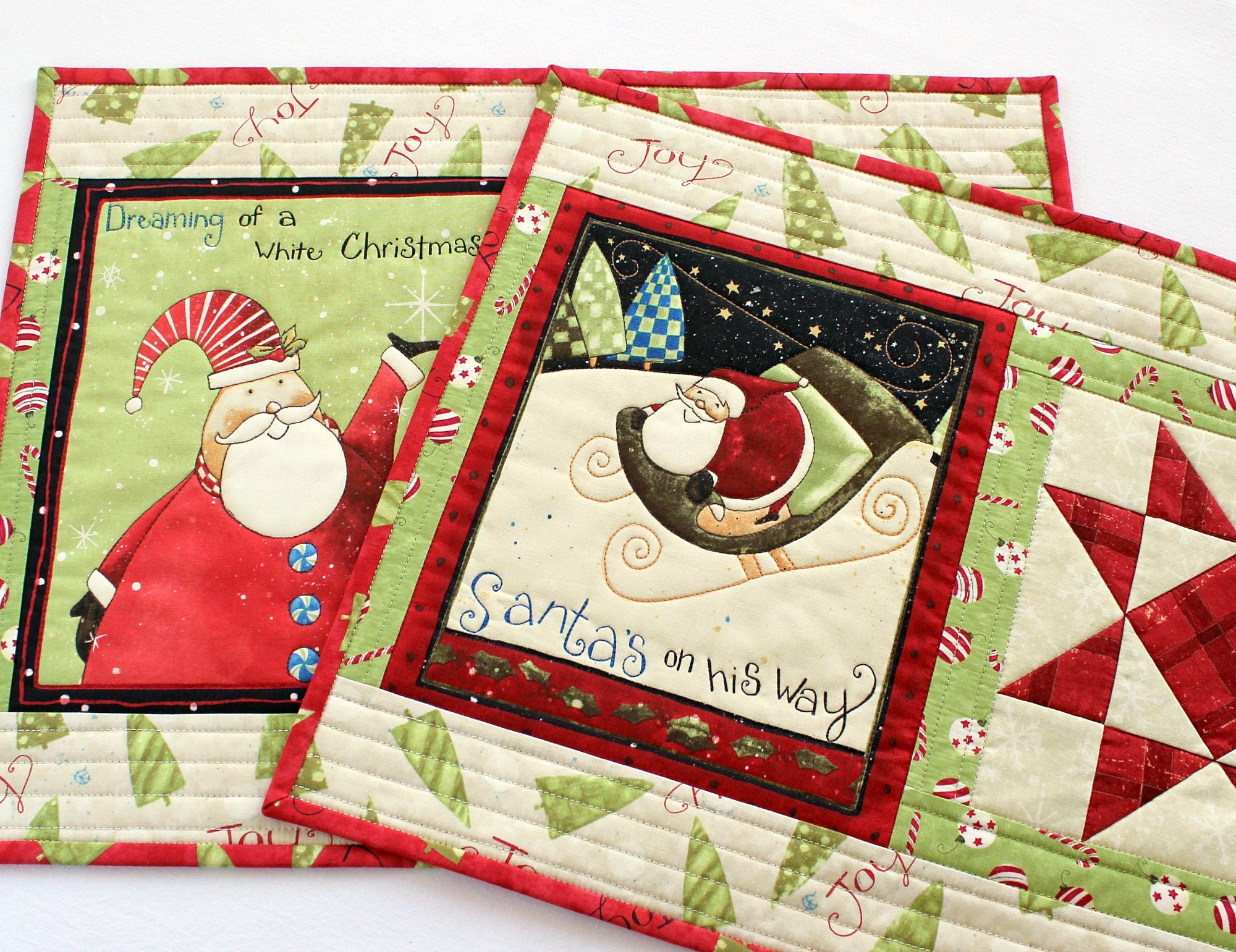 Quilted Christmas Placemats Set of two Table Mats Etsy