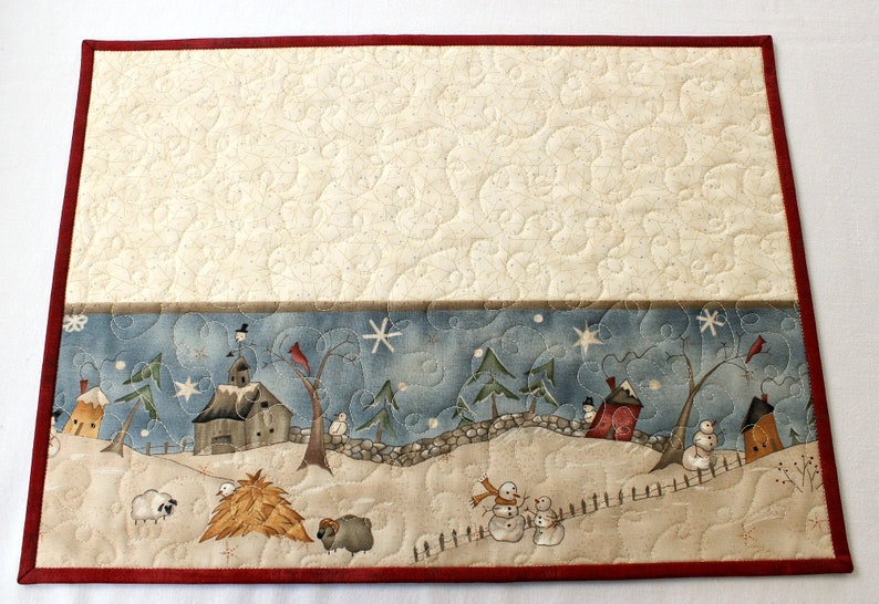 Quilted Winter Placemats Snowman Table Mats Set of 4 or 8 Etsy