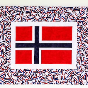 Quilted Wall Hanging, Norwegian Flag, 16.50&quot;x20.50&quot;
