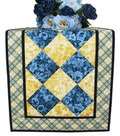 Quilted Spring Table Runner, Blue Yellow Pansies Daffodils, 35"x15.25" product logo