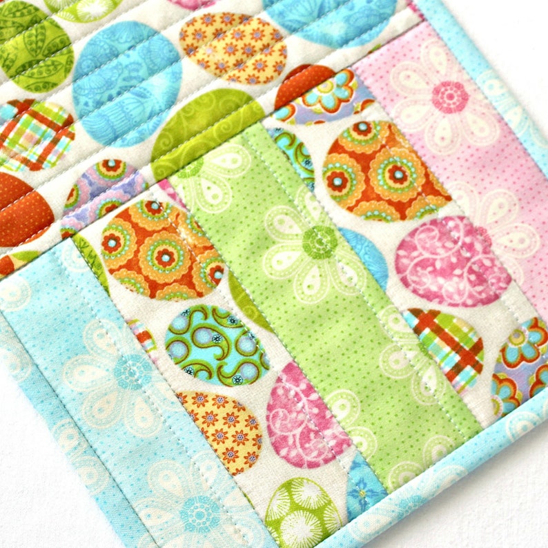 Easter Mug Rug Quilted Snack Mat Easter Eggs Etsy
