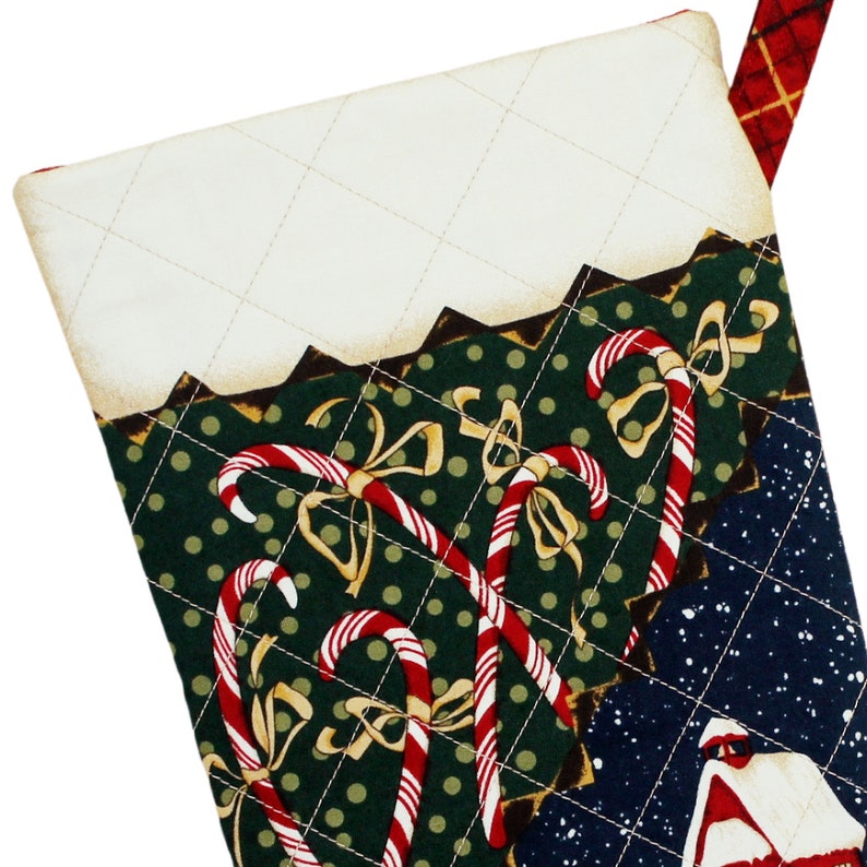 Quilted Christmas Stocking, Santa Holiday Decor image 7