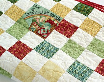 Lap Quilt, Quilted Sofa Throw, 52.50"x51"