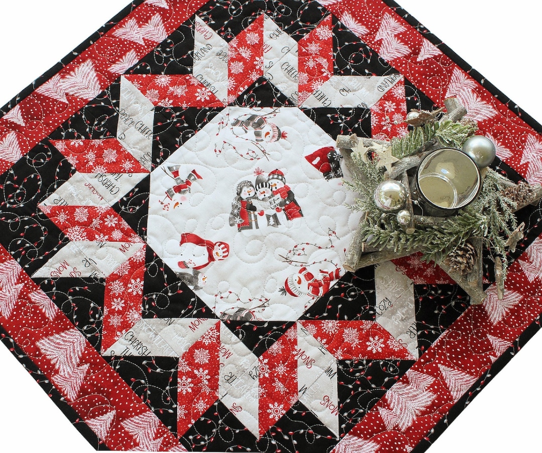 Quilted Snowman Table Topper 20.50x20.50 - Etsy