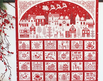 Quilted Advent Calendar, Scandi 2023, 22.50"x21.50"