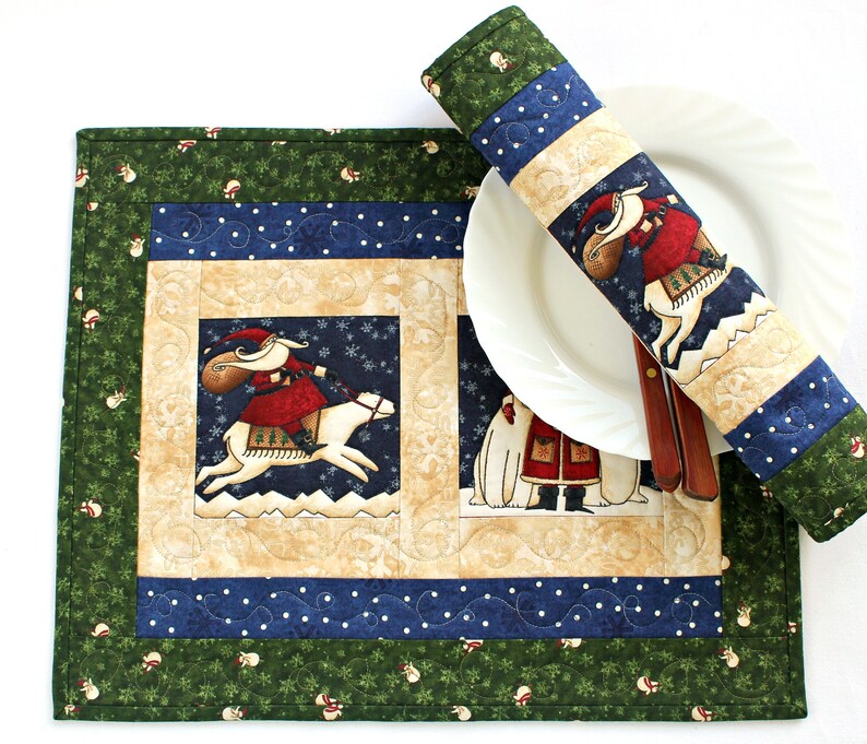 Bears Set of Two Table Mats Quilted Placemats