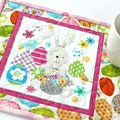 Quilted Mug Rug, Easter Bunny Snack Mat, 10.50"x8.50" product logo