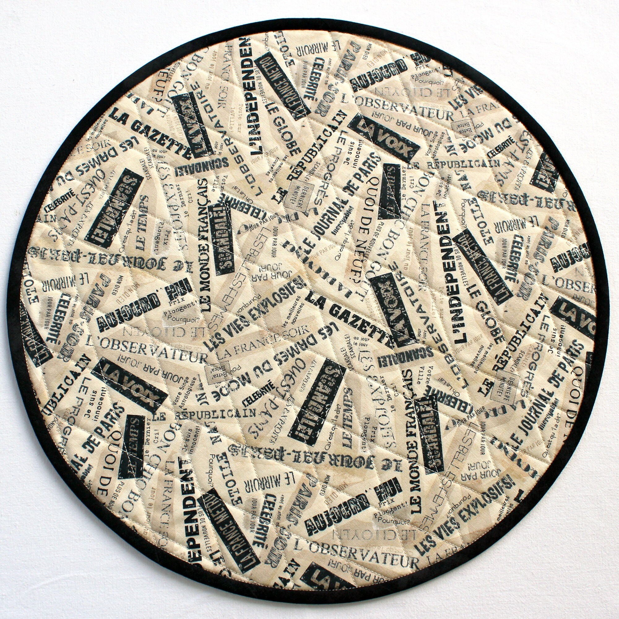 Quilted Round Placemats French Newspaper Set of 2 or 4 Table Etsy