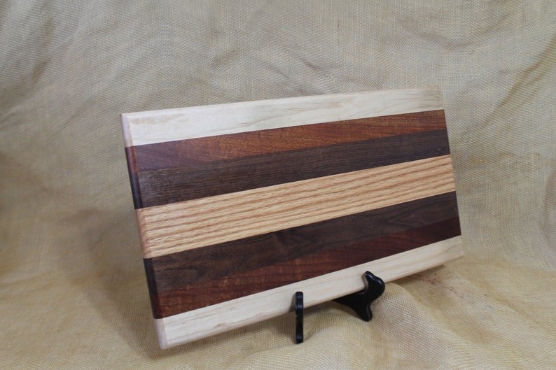 Walnut and Red Oak Hardwood Bread Board Cutting Board or Carving Board in Maple Mahogany