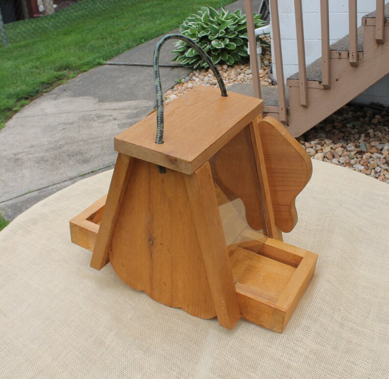 Dog Face Cedar Hanging Bird Feeder Wooden Birdfeeder Etsy