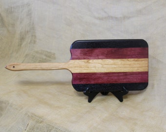 Wenge, Purple Heart and Cherry Hardwoods Handled Cheese / Bread or Charcuterie Board