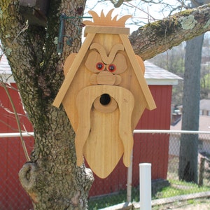 Old Man Cedar Hanging Birdhouse - Wooden Bird House with the Face of an Old Man