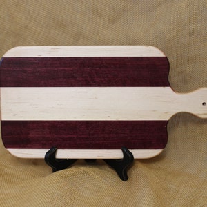 Short Handled Cheese / Charcuterie Board Striped with Hardwoods Purple Heart and Maple