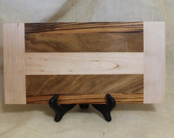 Cheese or Sushi Board Hardwood Maple, White Oak and Zebra Wood