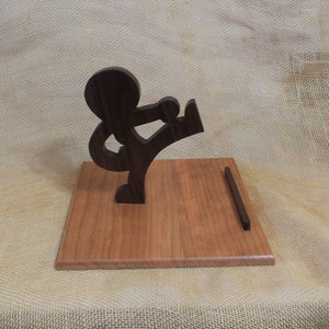 Karate Figure Tablet or Ipad Stand in Walnut and Cherry Hardwoods - Handmade Electronic or Book Holder