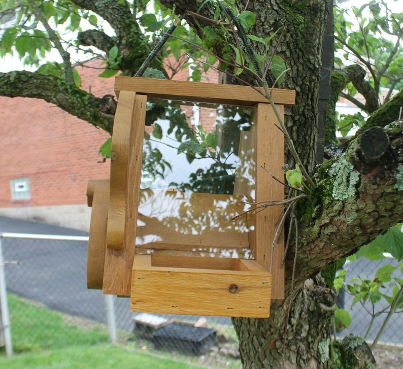 Dog Face Cedar Hanging Bird Feeder Wooden Birdfeeder Etsy