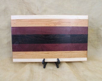 Hardwood Cutting /Carving or Serving Board Made of Maple, Cherry, Wenge and Purple Heart