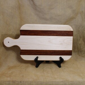 Short Handled Cheese / Charcuterie Board Striped with Hardwoods Maple and Mesquite