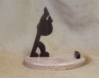Cell Phone Stand in Walnut and Red Oak Hardwoods - Handmade Mobile Phone Holder
