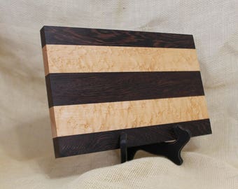 Cheese / Sushi Board Striped with Hardwoods Wenge and Curly Maple