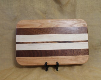 Hardwood Cutting Board or Carving Board Made of Red Oak, Mahogany,  Maple and Zebra Wood