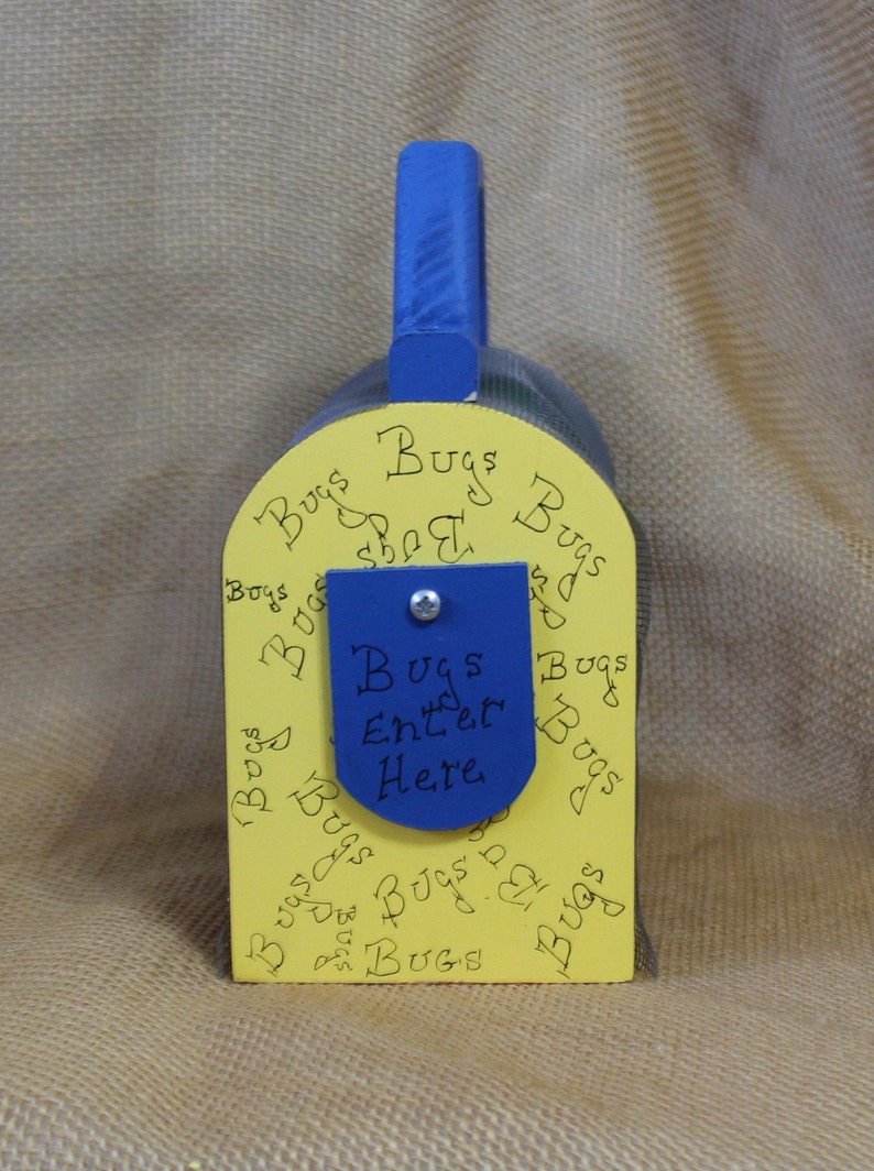 Hand Painted Wooden Bug Box in Bright Colors with the Word Etsy